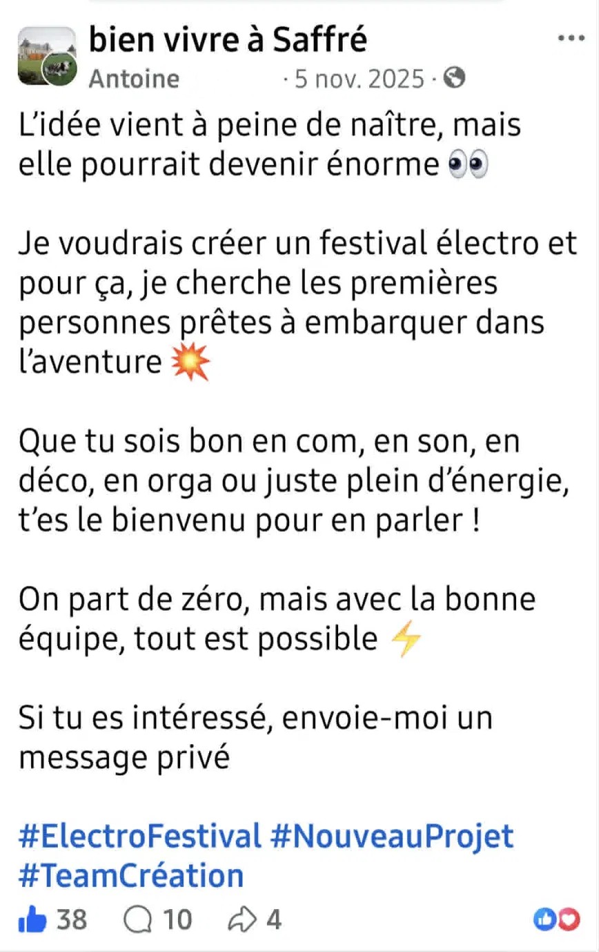 Le post Facebook fondateur d'Antoine