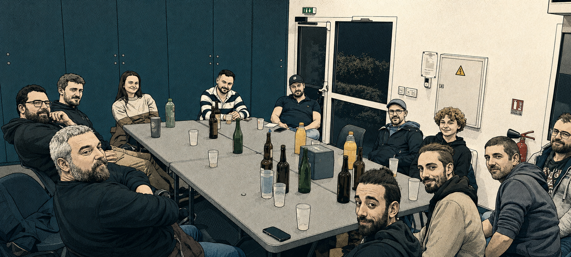 Les premières réunions de l'association autour d'une table